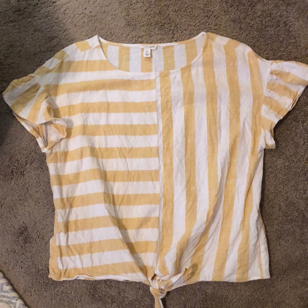 Tribal linen stripe top